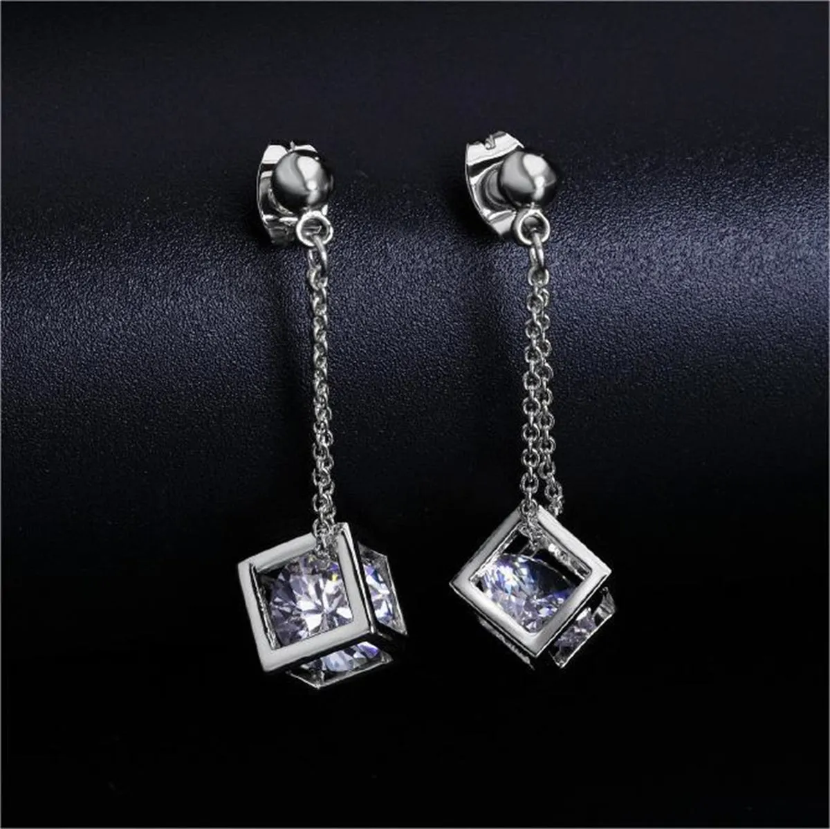 Crystal & Silver-Plated Caged Drop Earrings