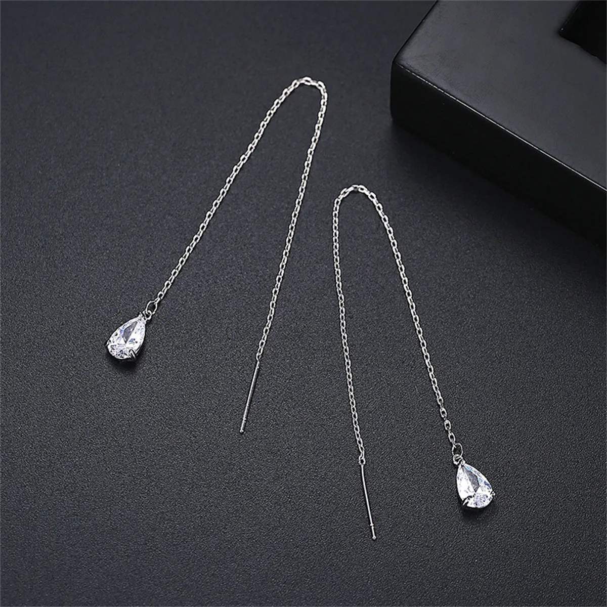 Crystal & Silver-Plated Drop Threader Earrings