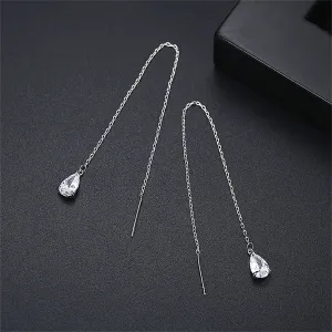 Crystal & Silver-Plated Drop Threader Earrings