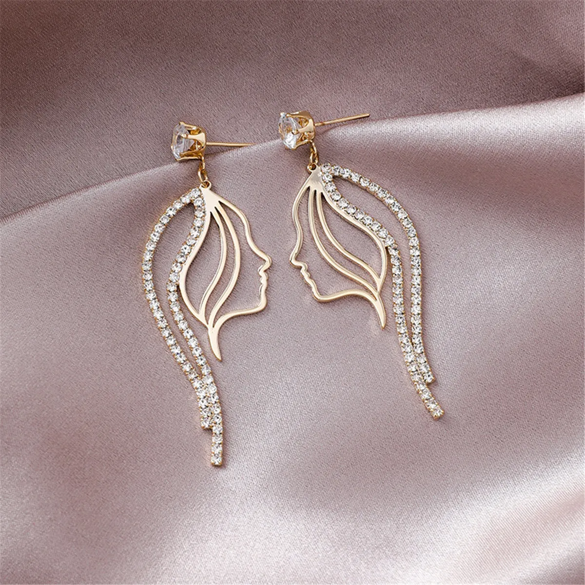 Cubic Zirconia & 18K Gold-Plated Abstract Figure Drop Earrings