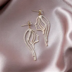 Cubic Zirconia & 18K Gold-Plated Abstract Figure Drop Earrings