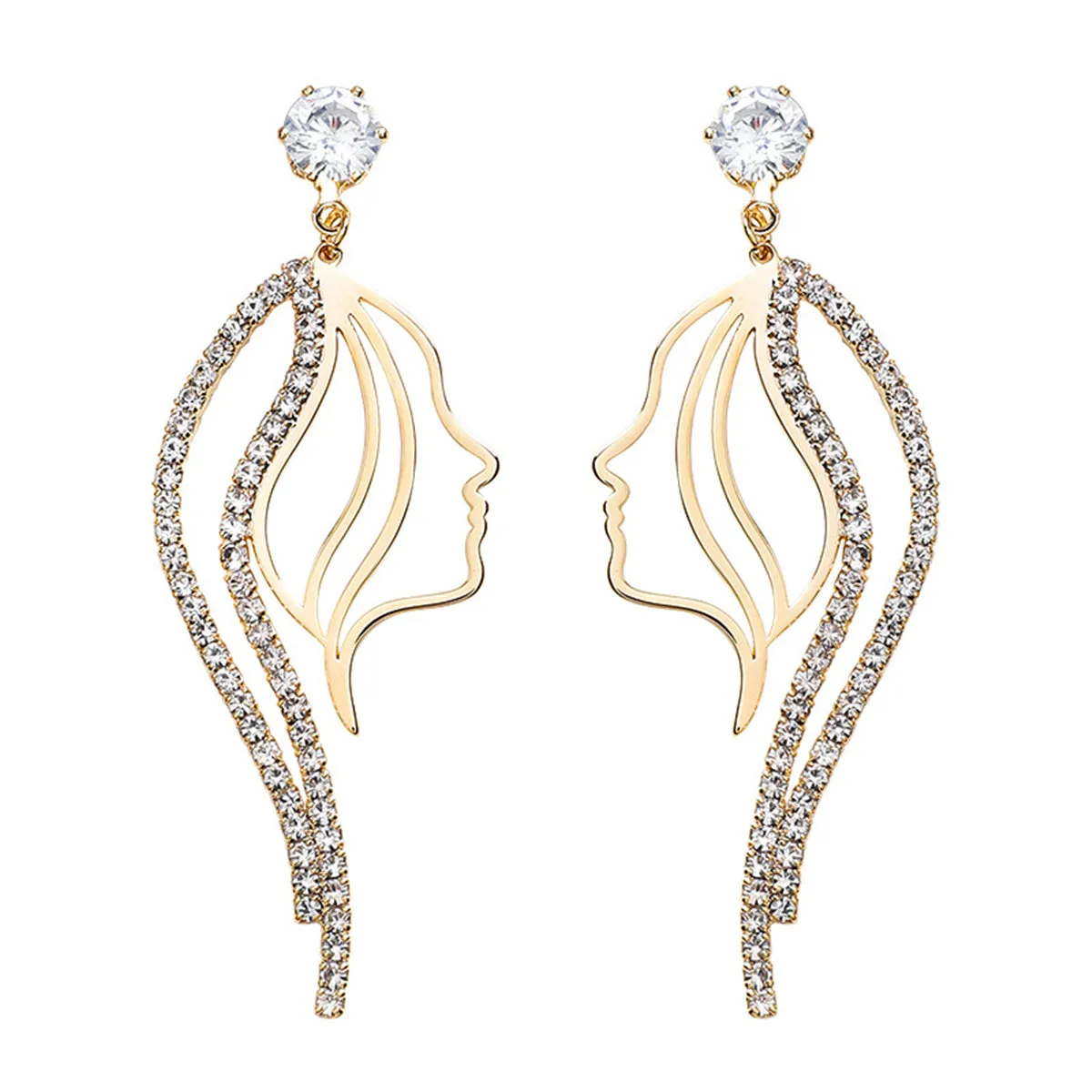 Cubic Zirconia & 18K Gold-Plated Abstract Figure Drop Earrings