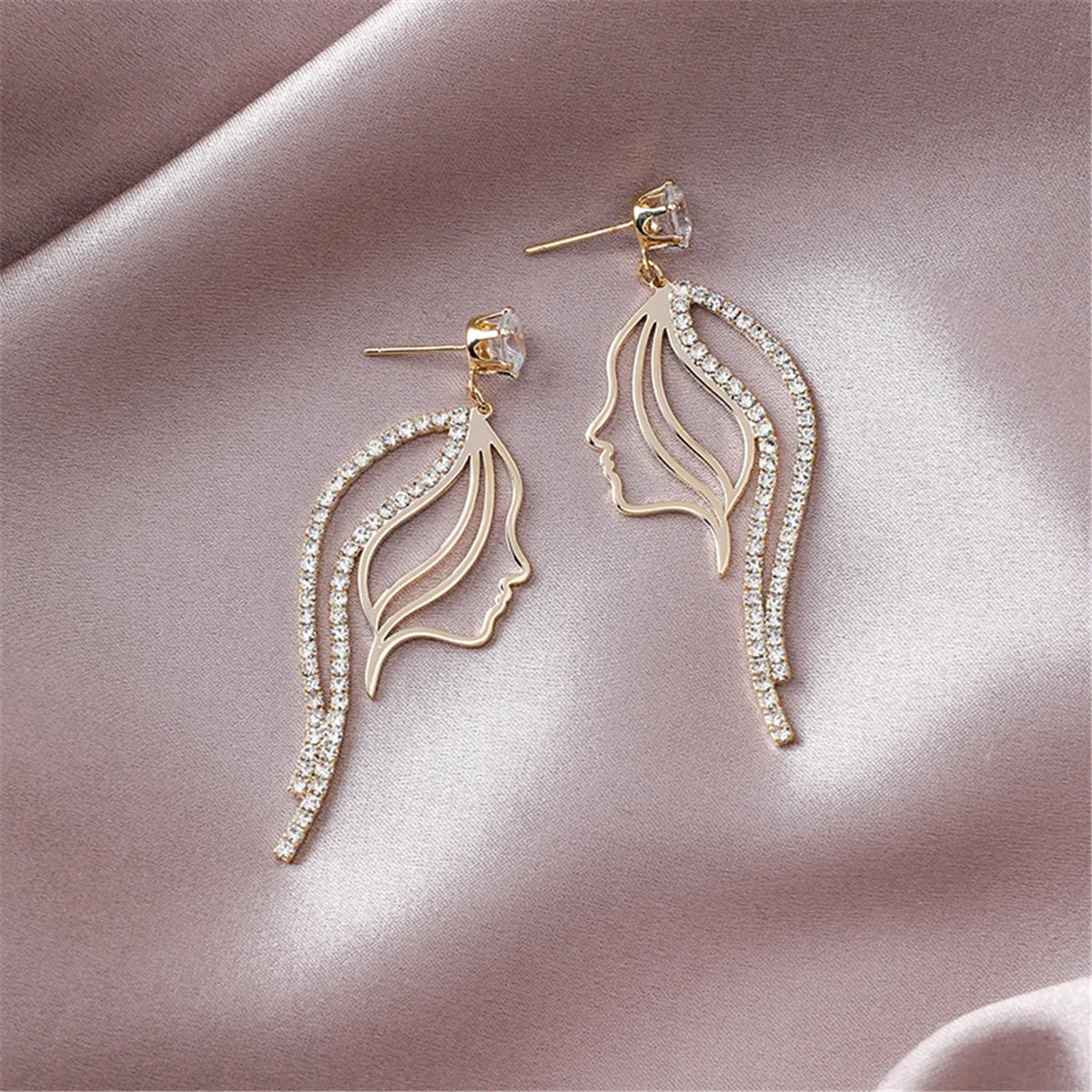 Cubic Zirconia & 18K Gold-Plated Abstract Figure Drop Earrings
