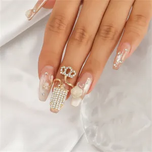 Cubic Zirconia & 18K Gold-Plated Crown Bypass Midi Ring