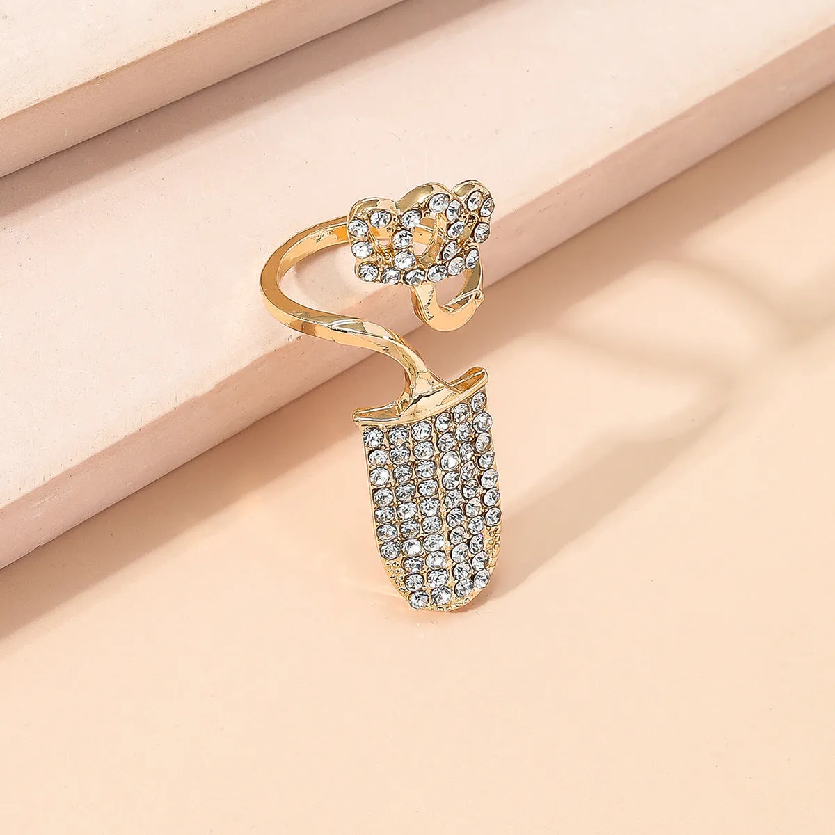 Cubic Zirconia & 18K Gold-Plated Crown Bypass Midi Ring