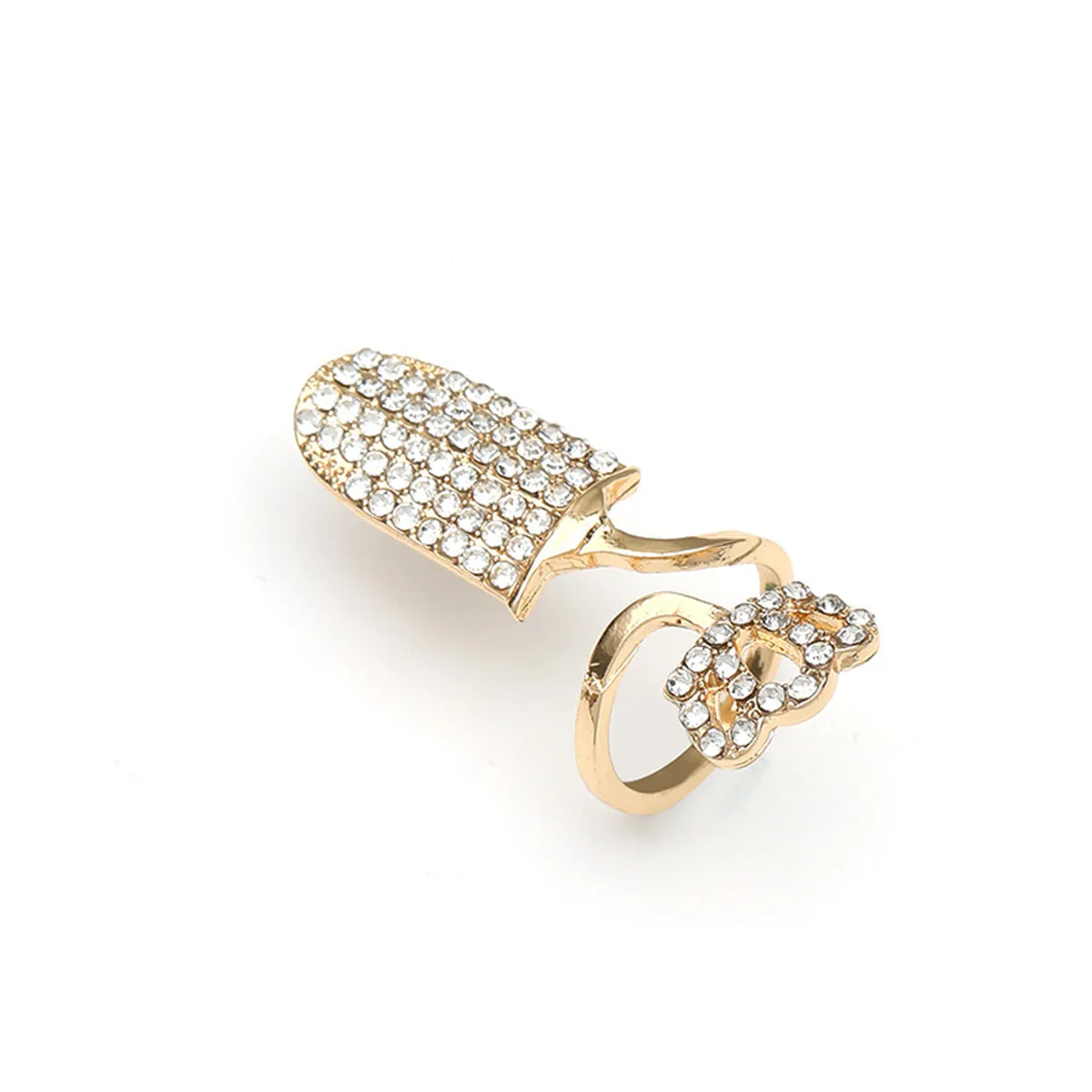 Cubic Zirconia & 18K Gold-Plated Crown Bypass Midi Ring