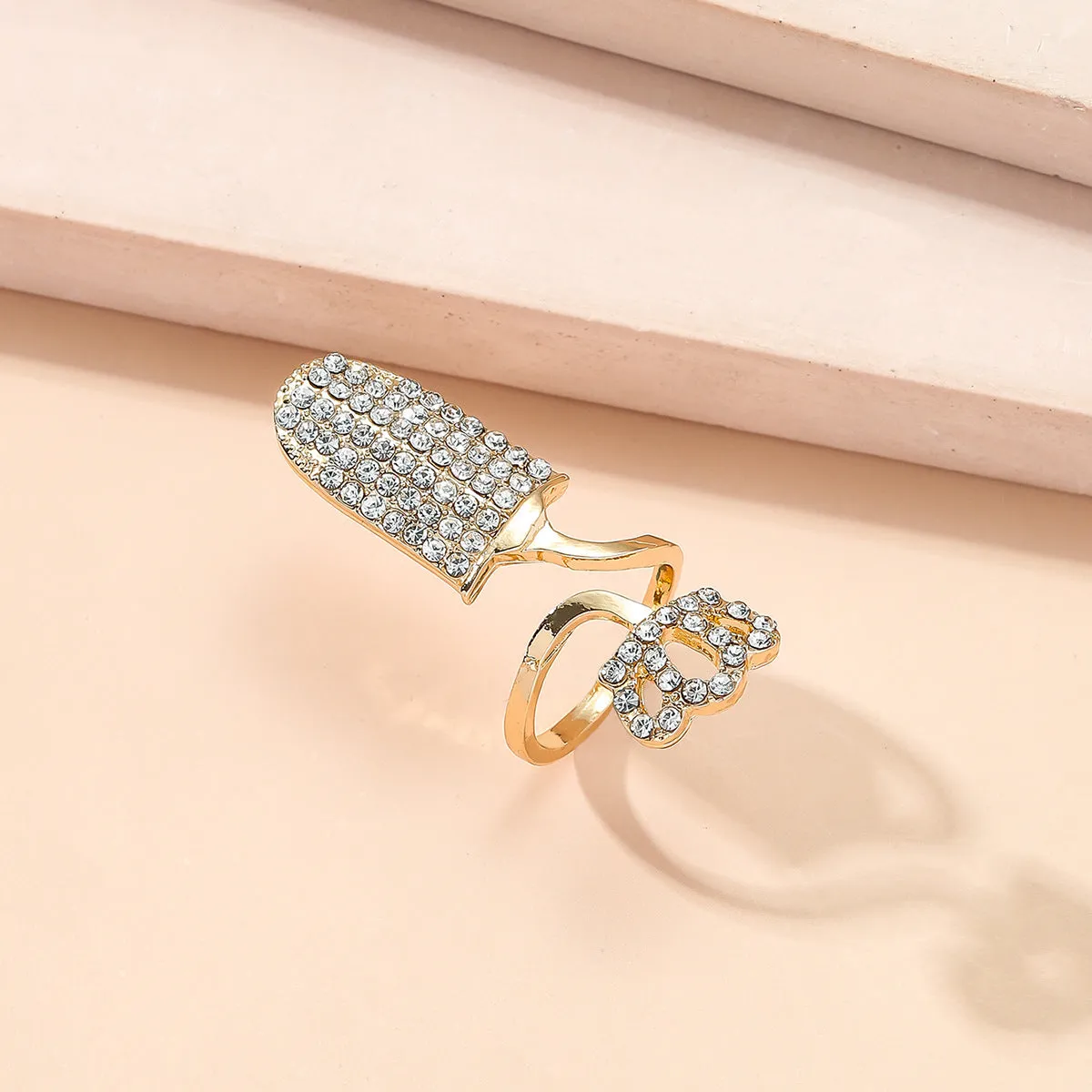 Cubic Zirconia & 18K Gold-Plated Crown Bypass Midi Ring