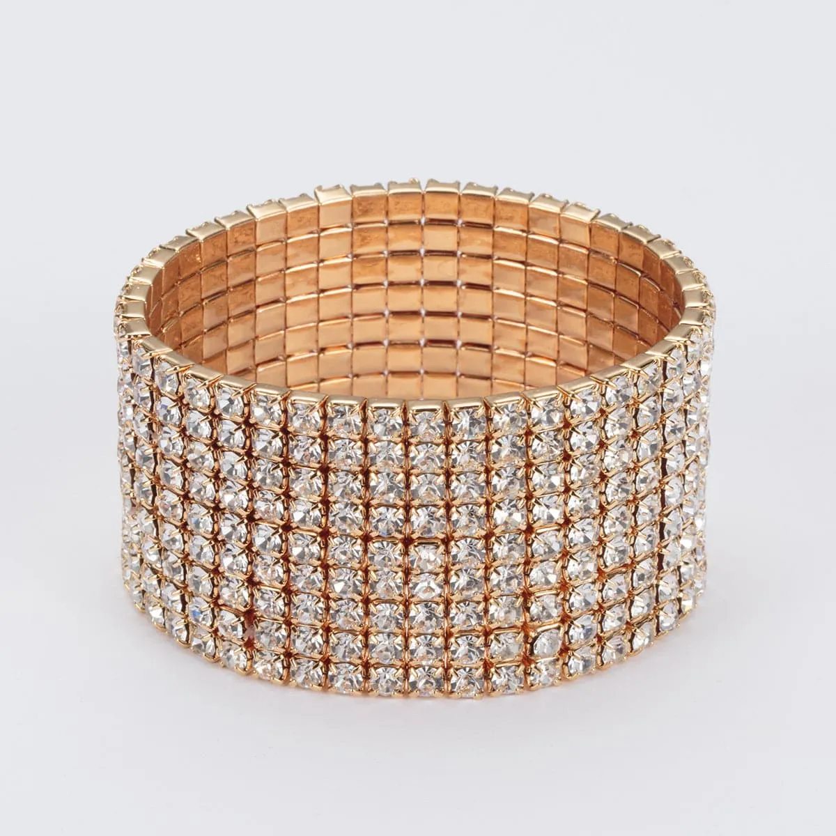 Cubic Zirconia & 18K Gold-Plated Stretch Bracelet