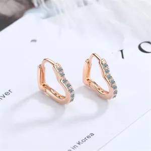 Cubic Zirconia & 18K Rose Gold-Plated Heart Hoop Earrings