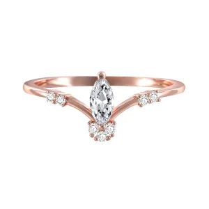 Cubic Zirconia & 18K Rose Gold-Plated Marquise-Cut Ring