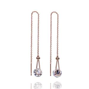 Cubic Zirconia & 18K Rose Gold-Plated Threader Earrings