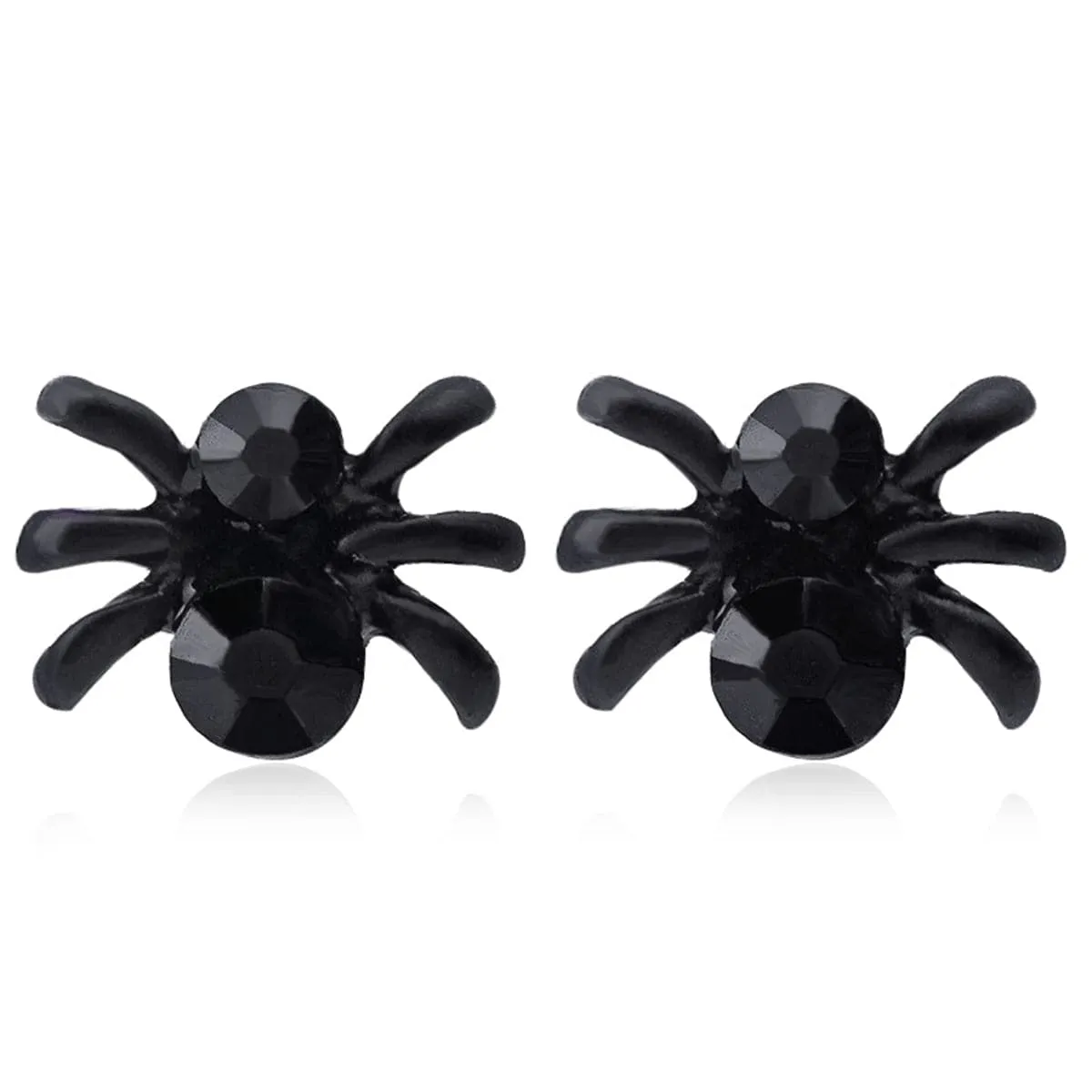 Cubic Zirconia & Black Spider Stud Earrings