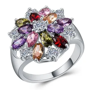 Cubic Zirconia & Crystal Sunflower Ring