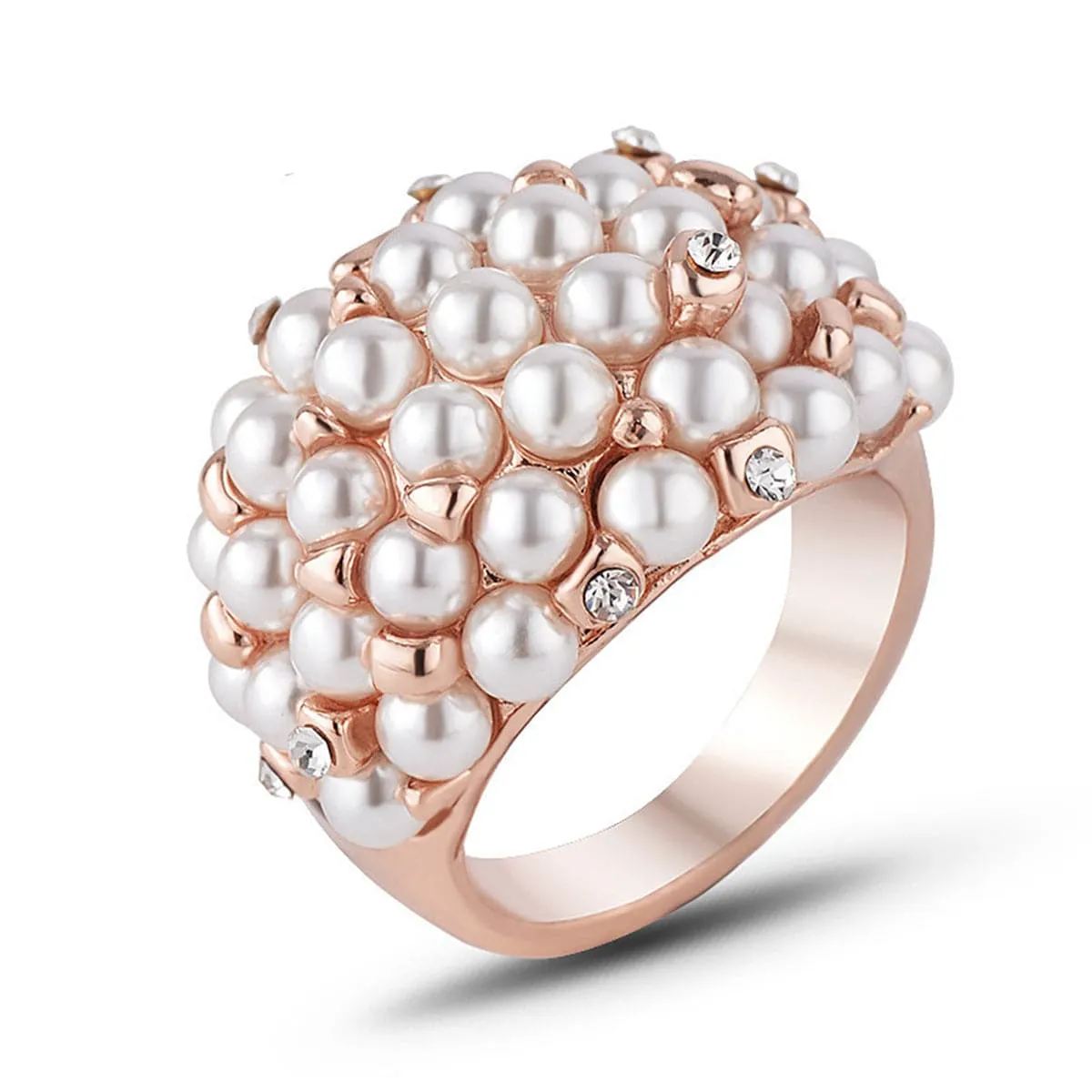 Cubic Zirconia & Pearl 18K Rose Gold-Plated Promise Ring
