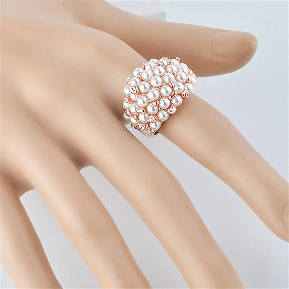 Cubic Zirconia & Pearl 18K Rose Gold-Plated Promise Ring