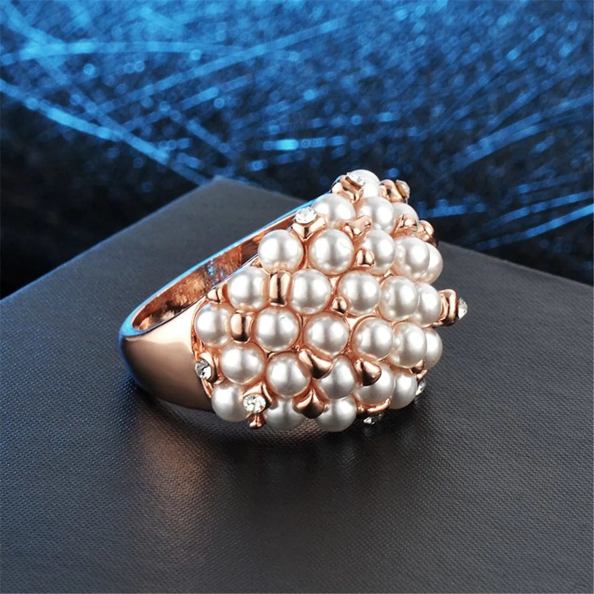 Cubic Zirconia & Pearl 18K Rose Gold-Plated Promise Ring