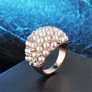 Cubic Zirconia & Pearl 18K Rose Gold-Plated Promise Ring