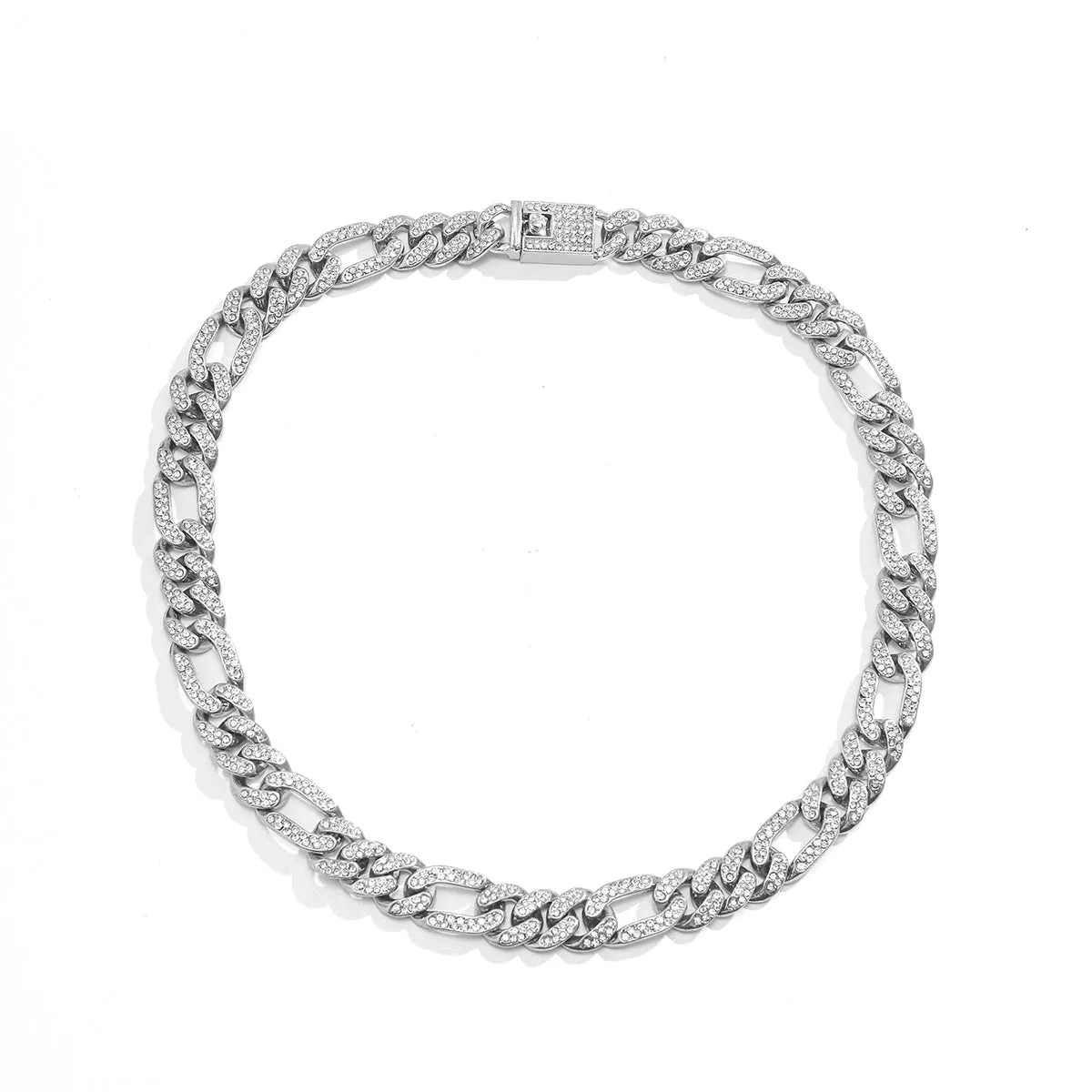 Cubic Zirconia & Silver-Plated Curb Chain Necklace
