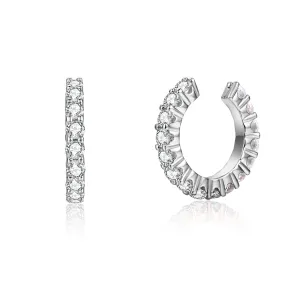 Cubic Zirconia & Silver-Plated Ear Cuffs