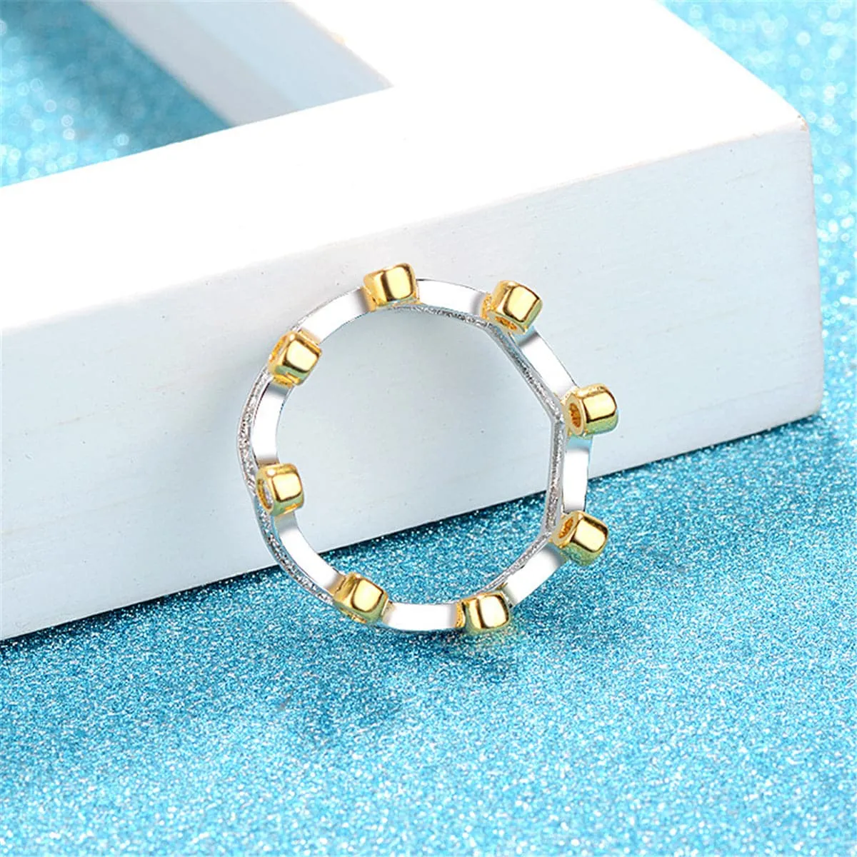 Cubic Zirconia & Two-Tone Crown Band Ring