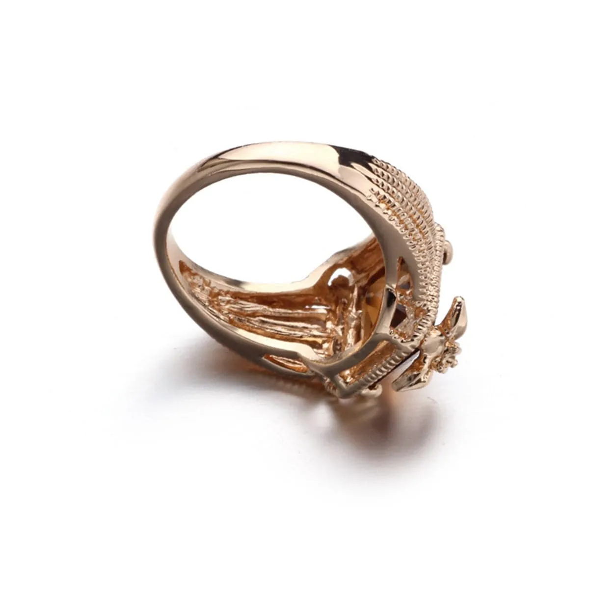 Dark Champagne Crystal & 18K Rose Gold-Plated Cushion-Cut Ring