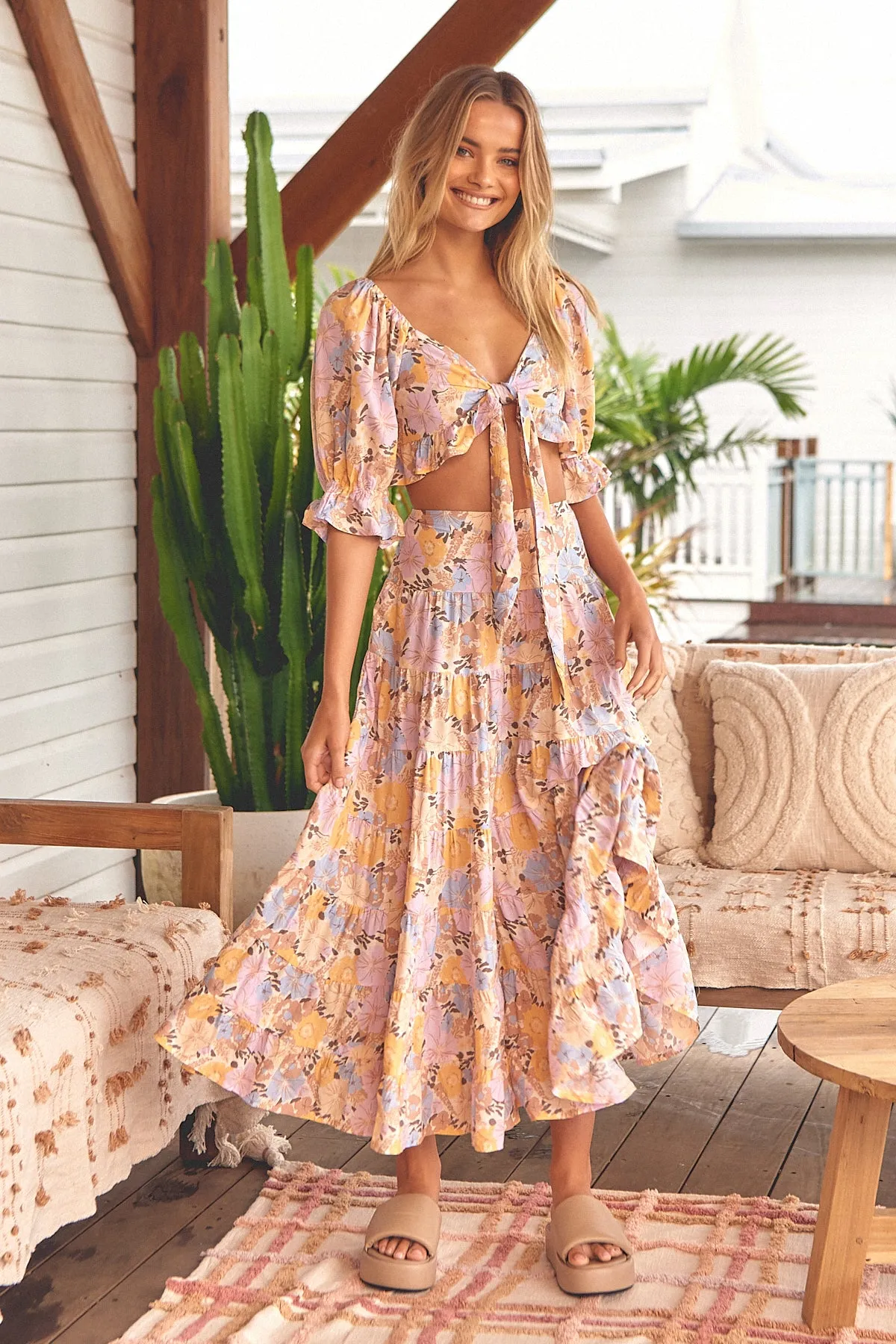 Emmy Print Tulip Crop Top