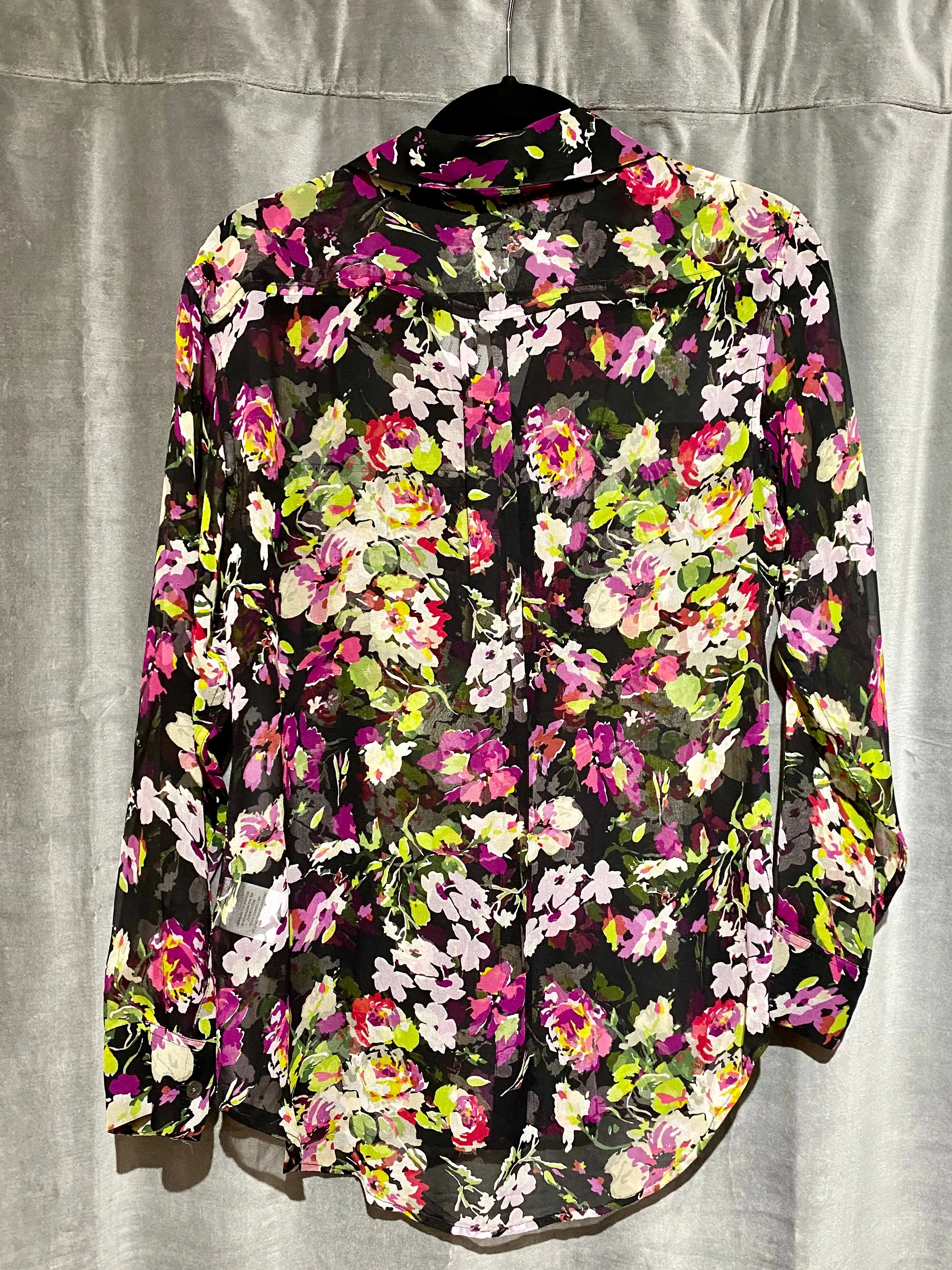Equipment Sheer Floral Button Down Blouse