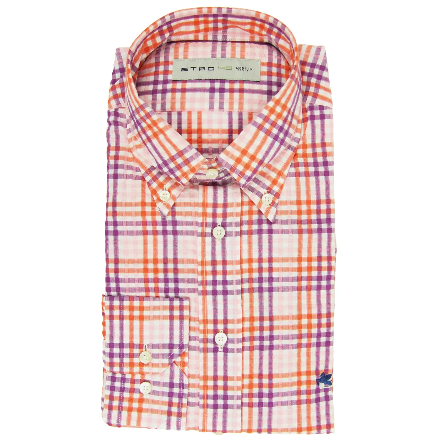 Etro Pink Seersucker Shirt - Extra Slim
