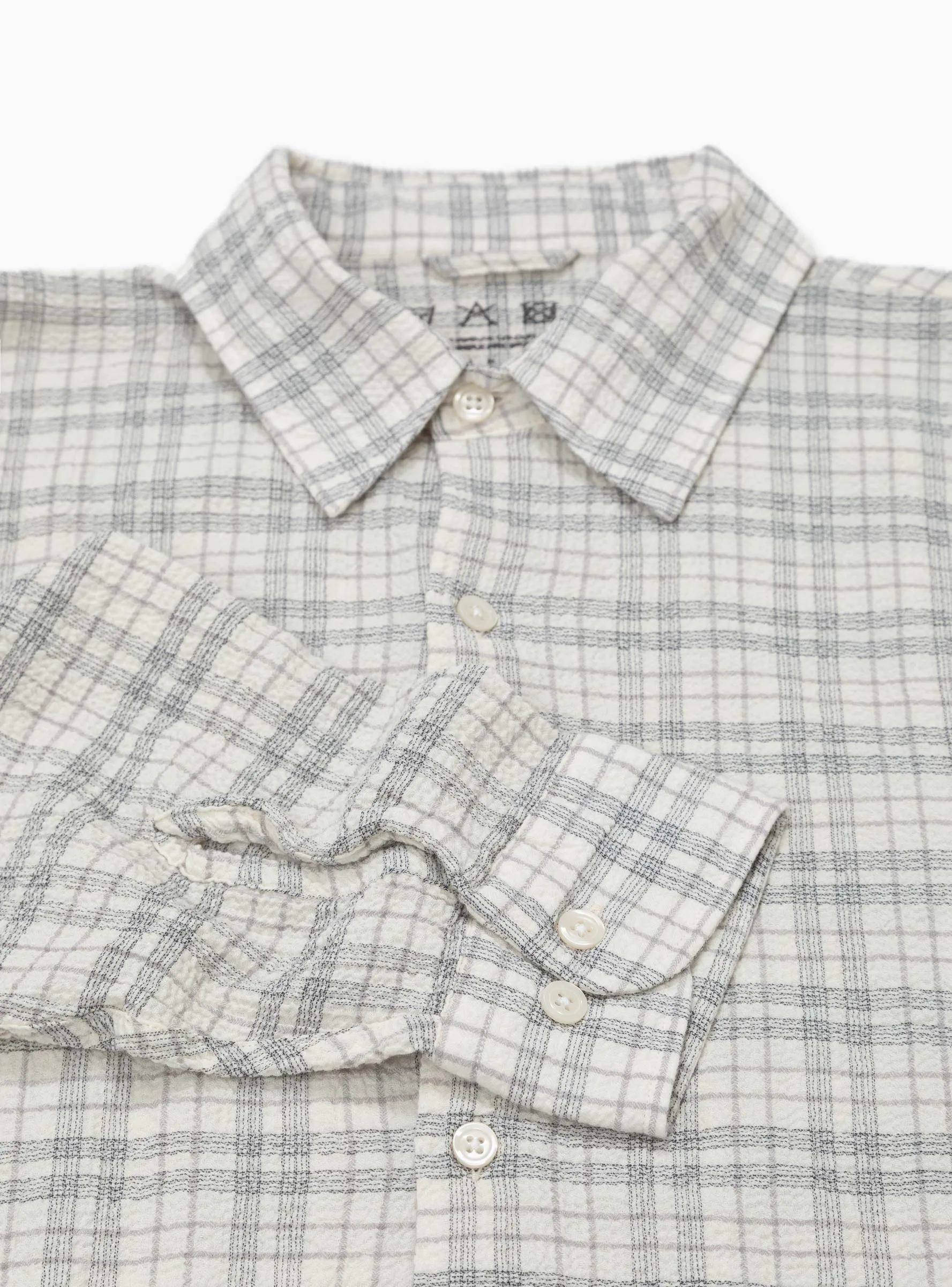 Exact Seersucker Shirt Grey Check