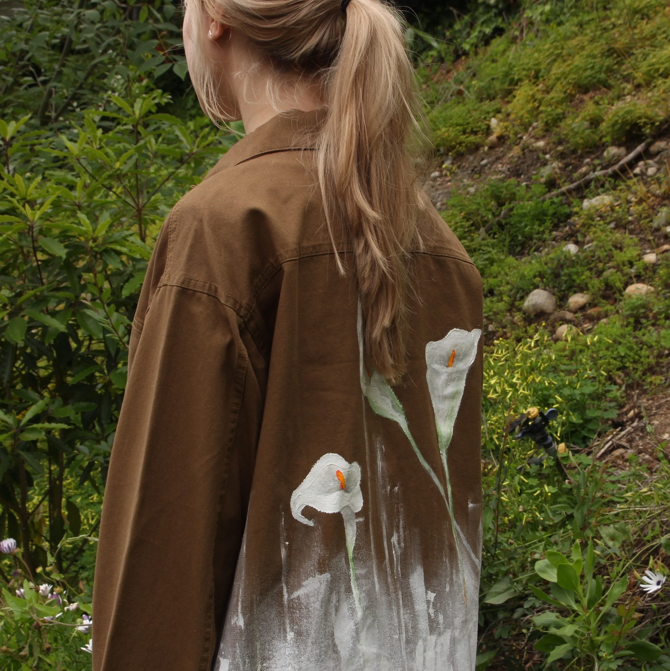 “For Hera” Painted Calla Lily Worker’s Jacket