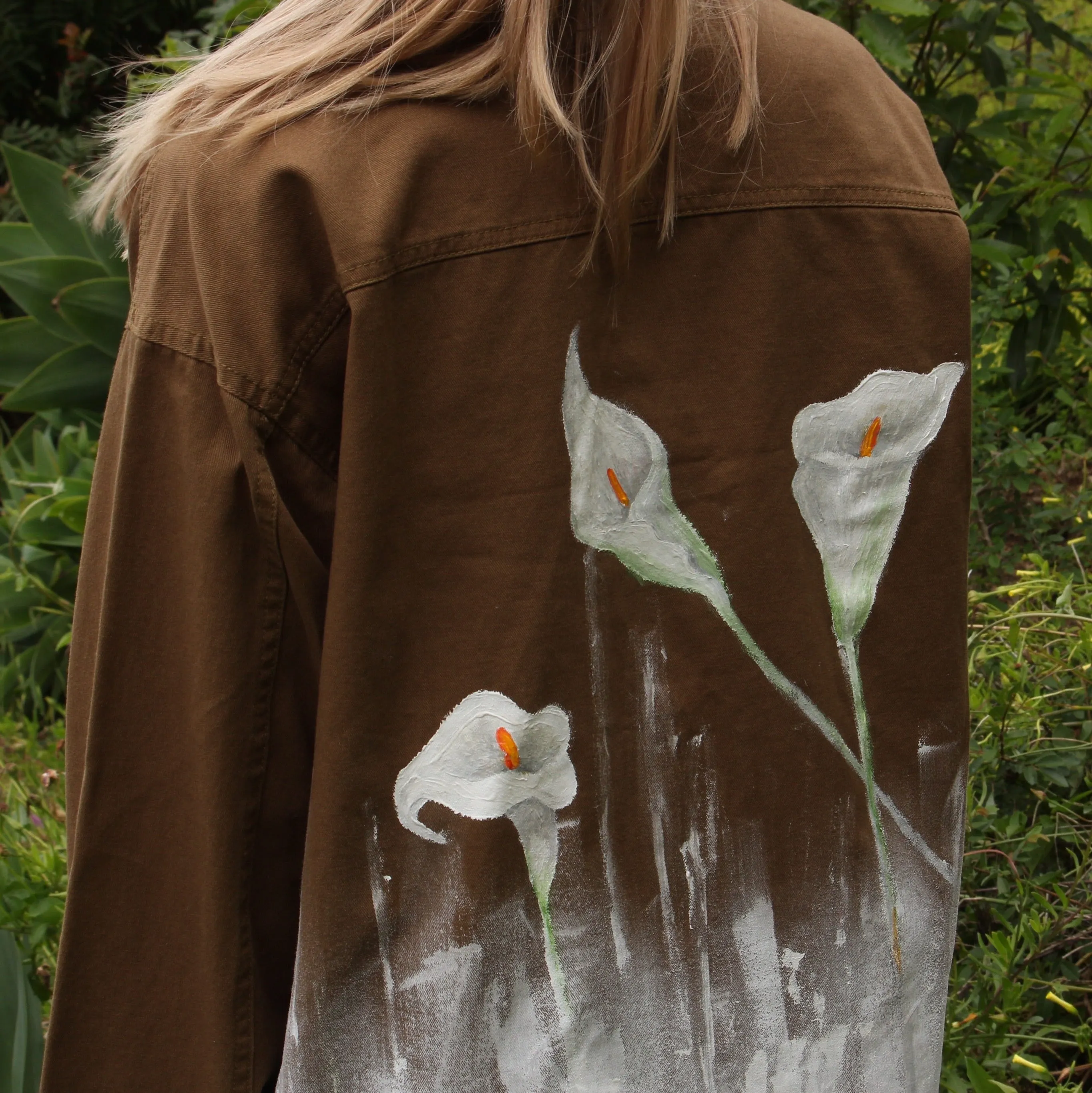 “For Hera” Painted Calla Lily Worker’s Jacket