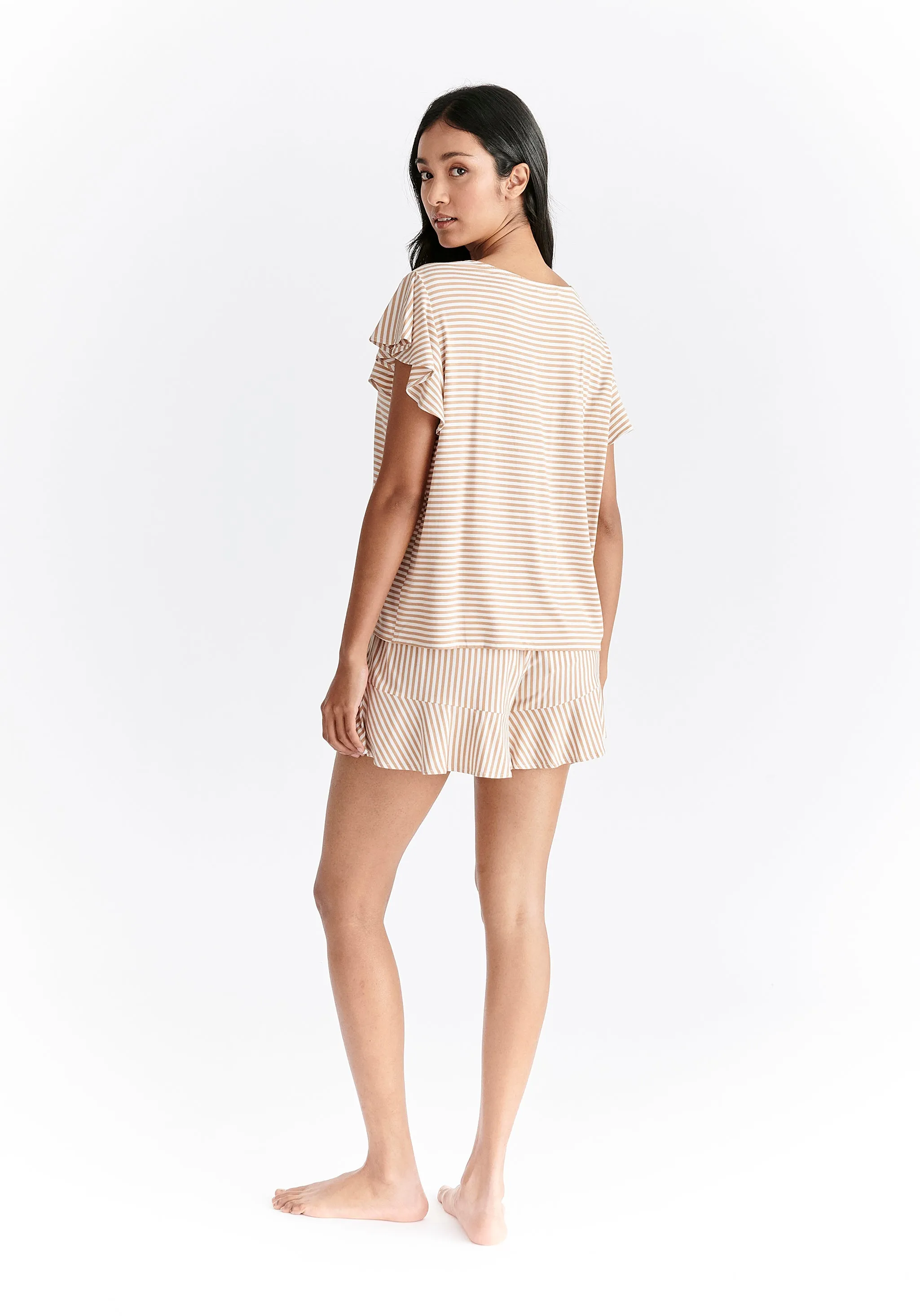 Frill Pyjama T-Shirt Set with Matching Overnight Pouch