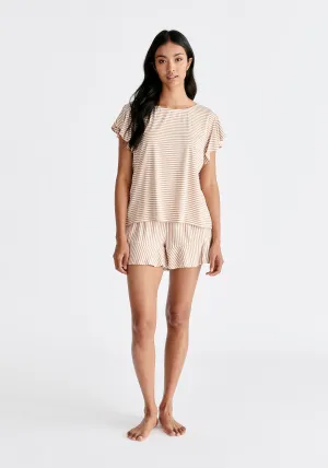 Frill Pyjama T-Shirt Set with Matching Overnight Pouch