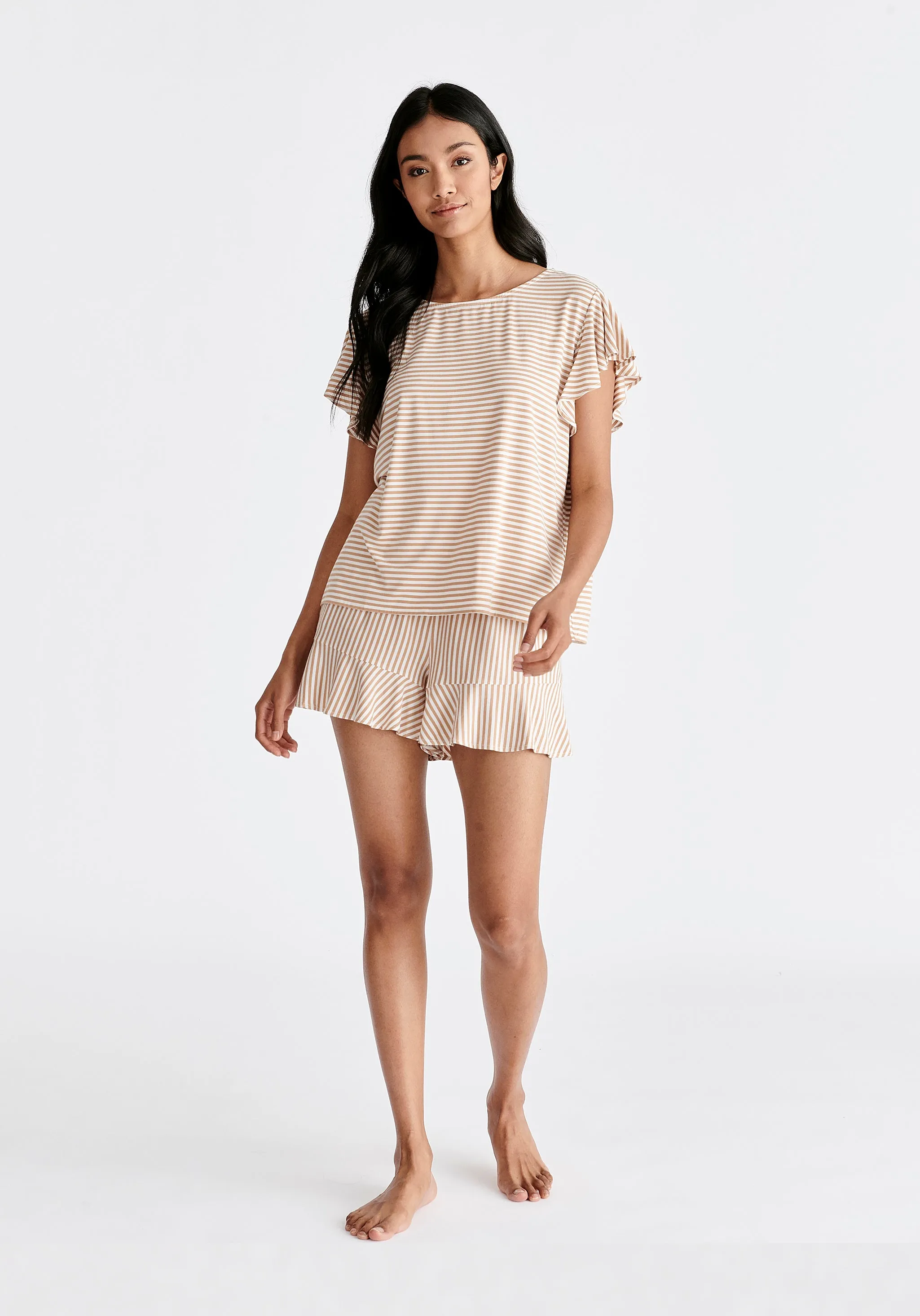 Frill Pyjama T-Shirt Set with Matching Overnight Pouch