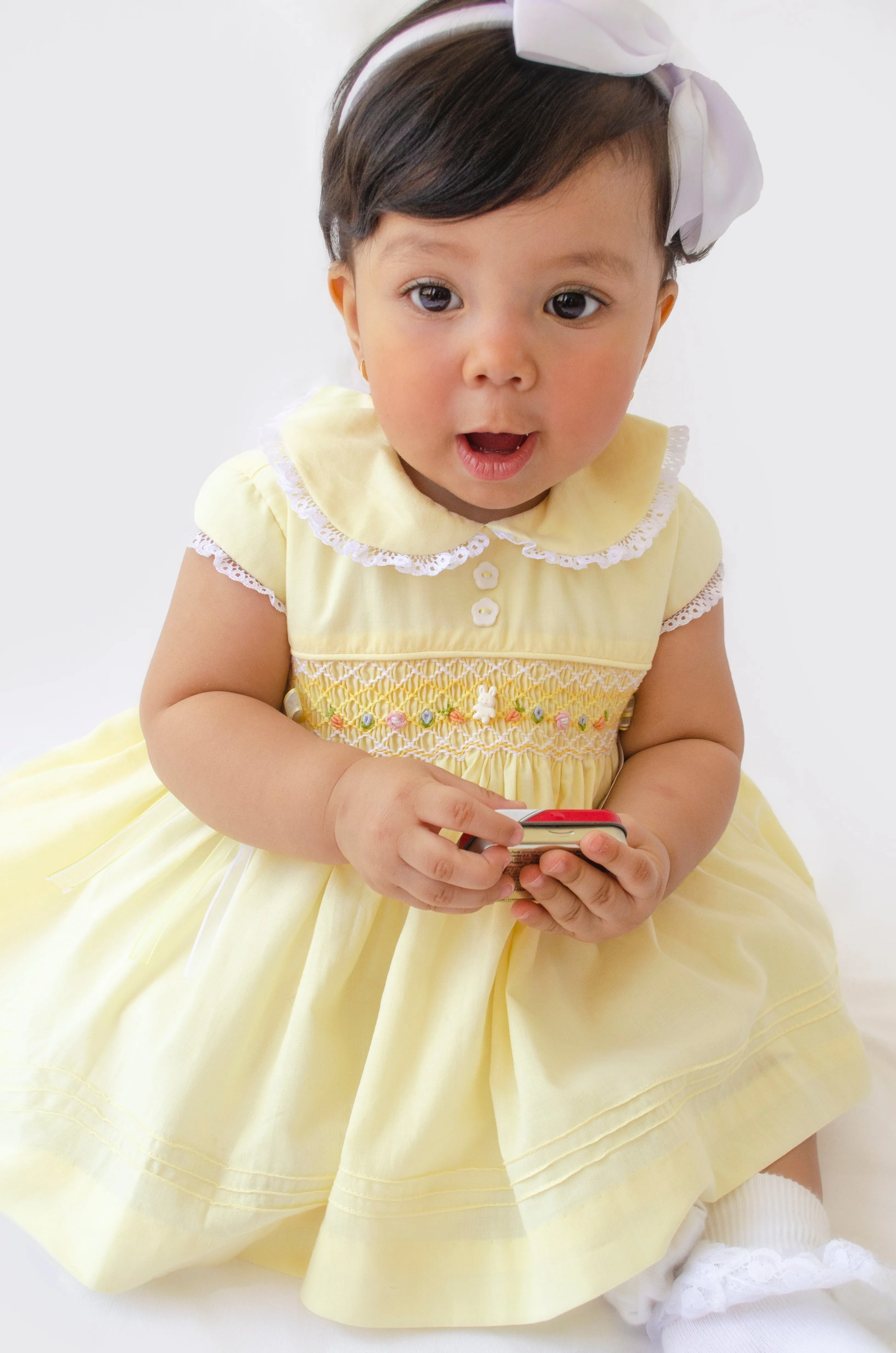 Girls Lemon Smocked Cotton Dress Set