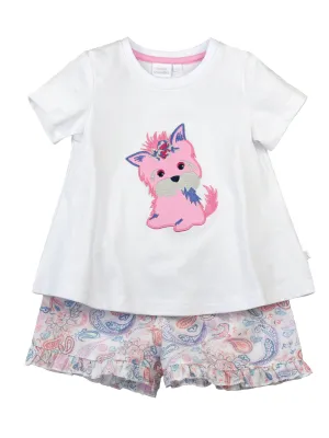Girls Pink Puppy Pyjamas with shorts