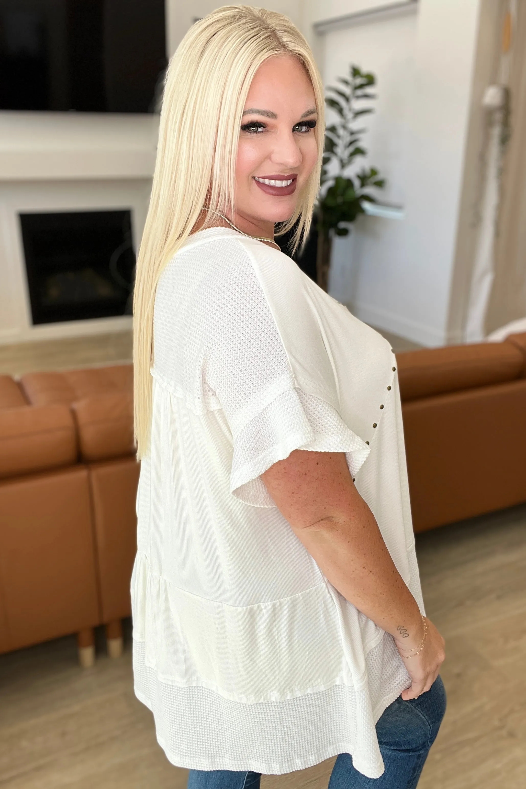 Giving In V-Neck Spliced Top