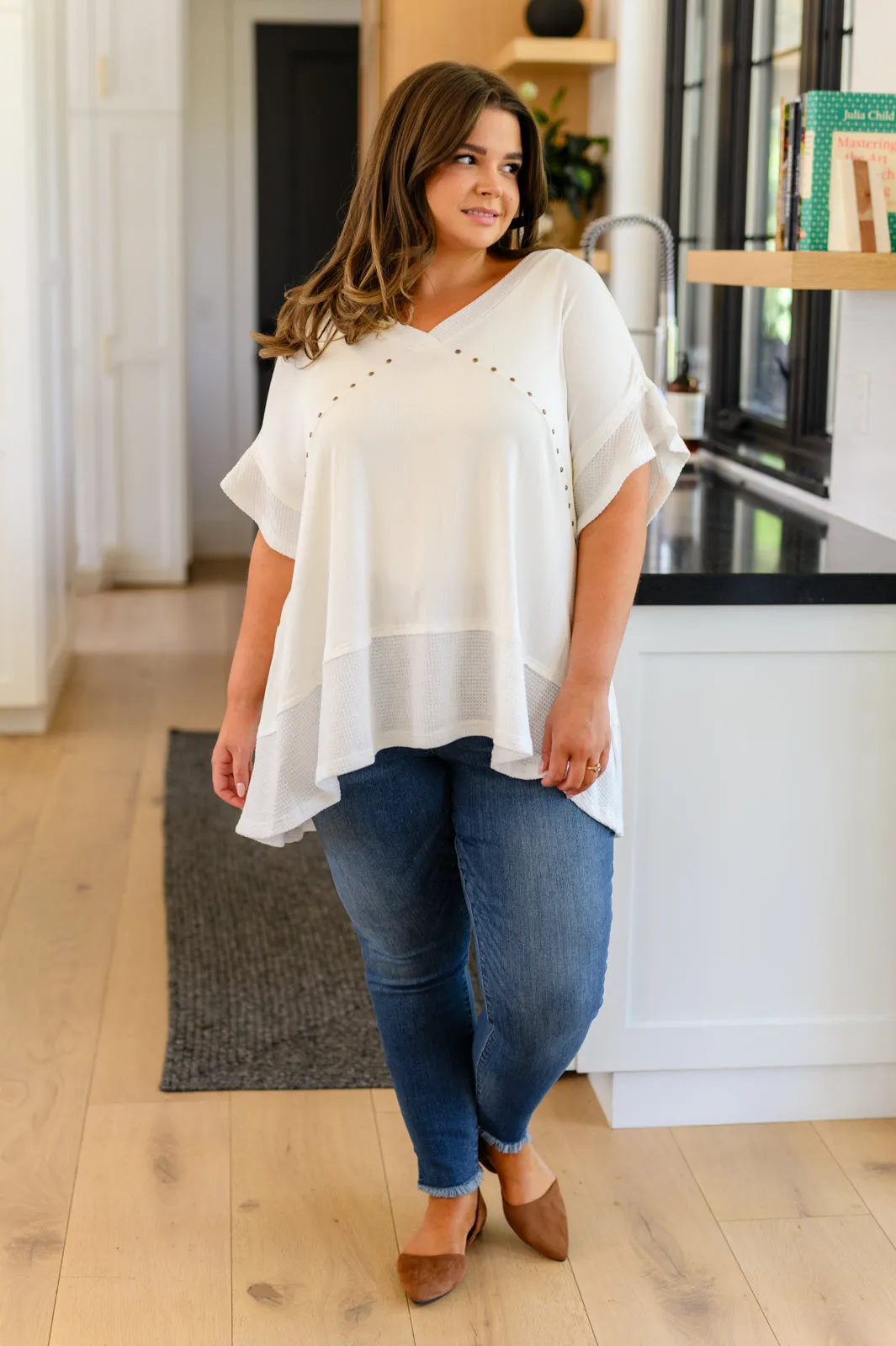 Giving In V-Neck Spliced Top