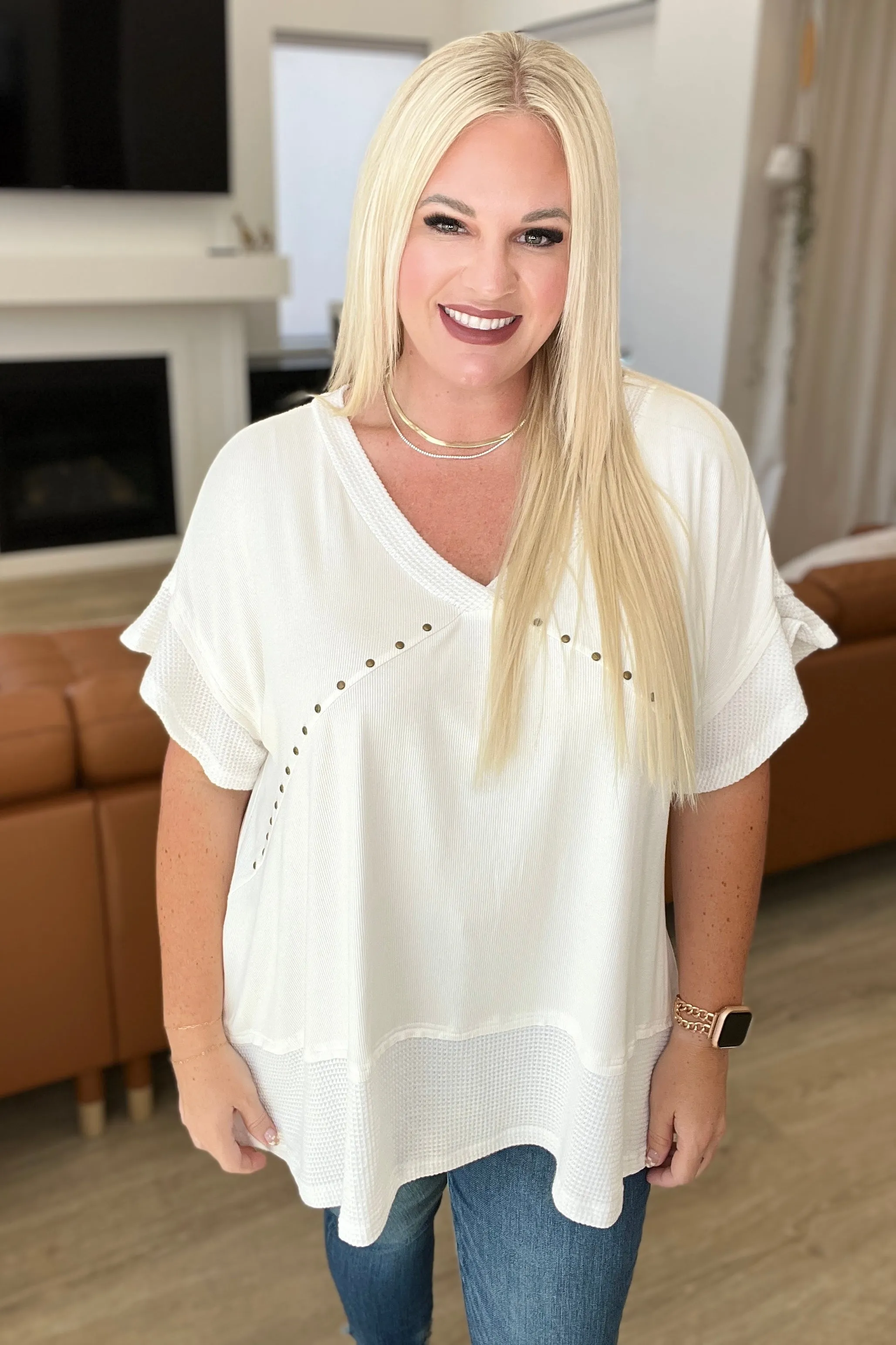Giving In V-Neck Spliced Top