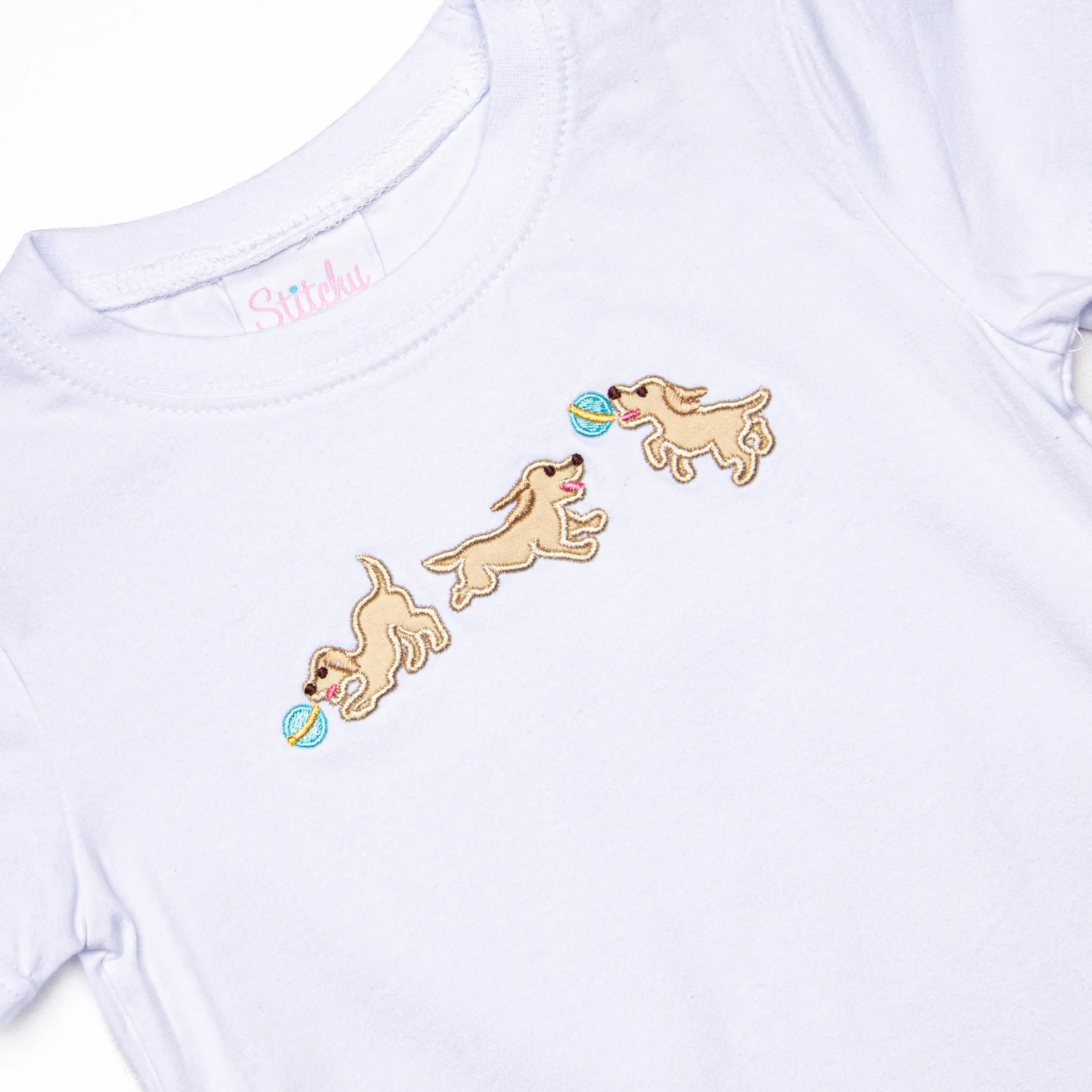 Go Fetch Applique Top, White