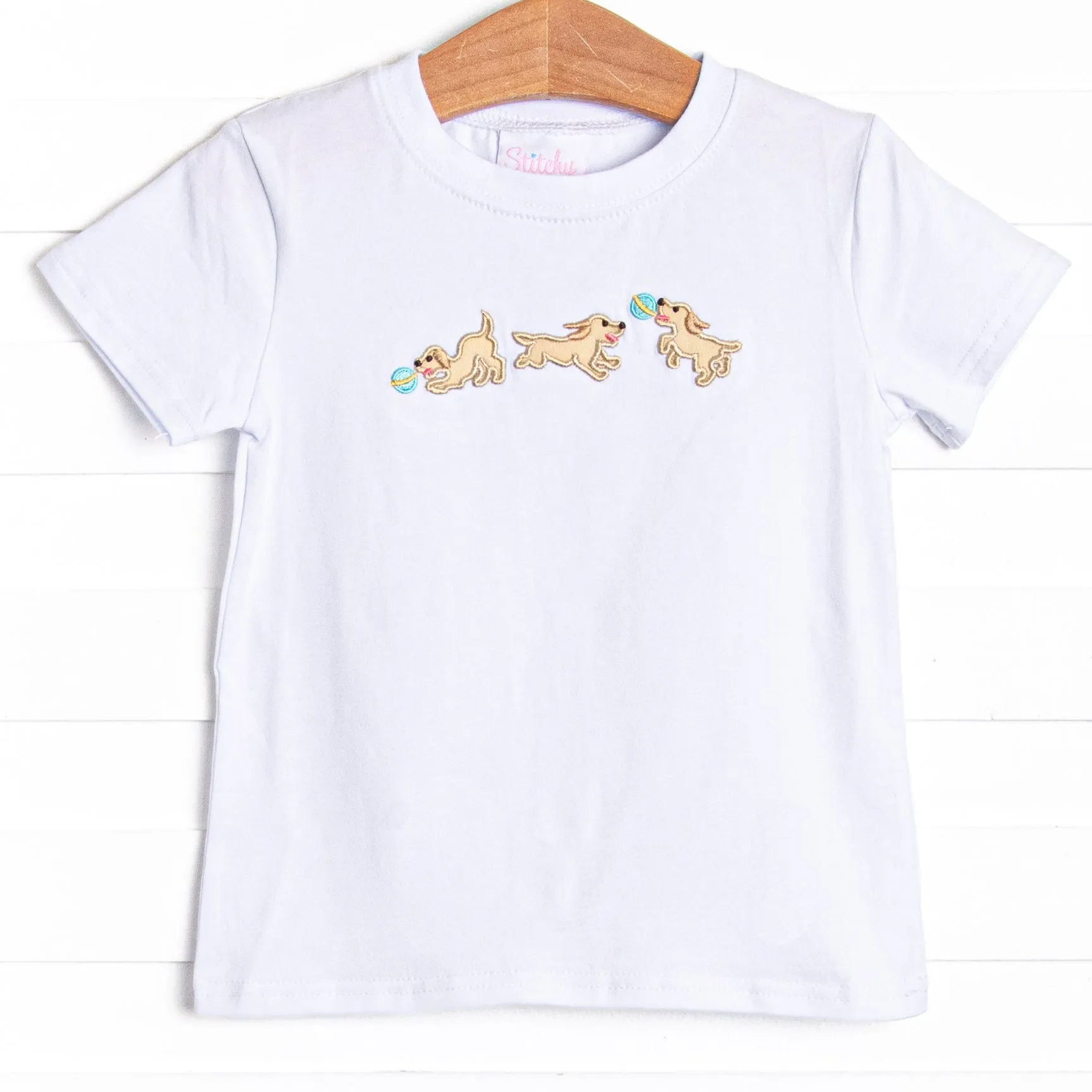Go Fetch Applique Top, White