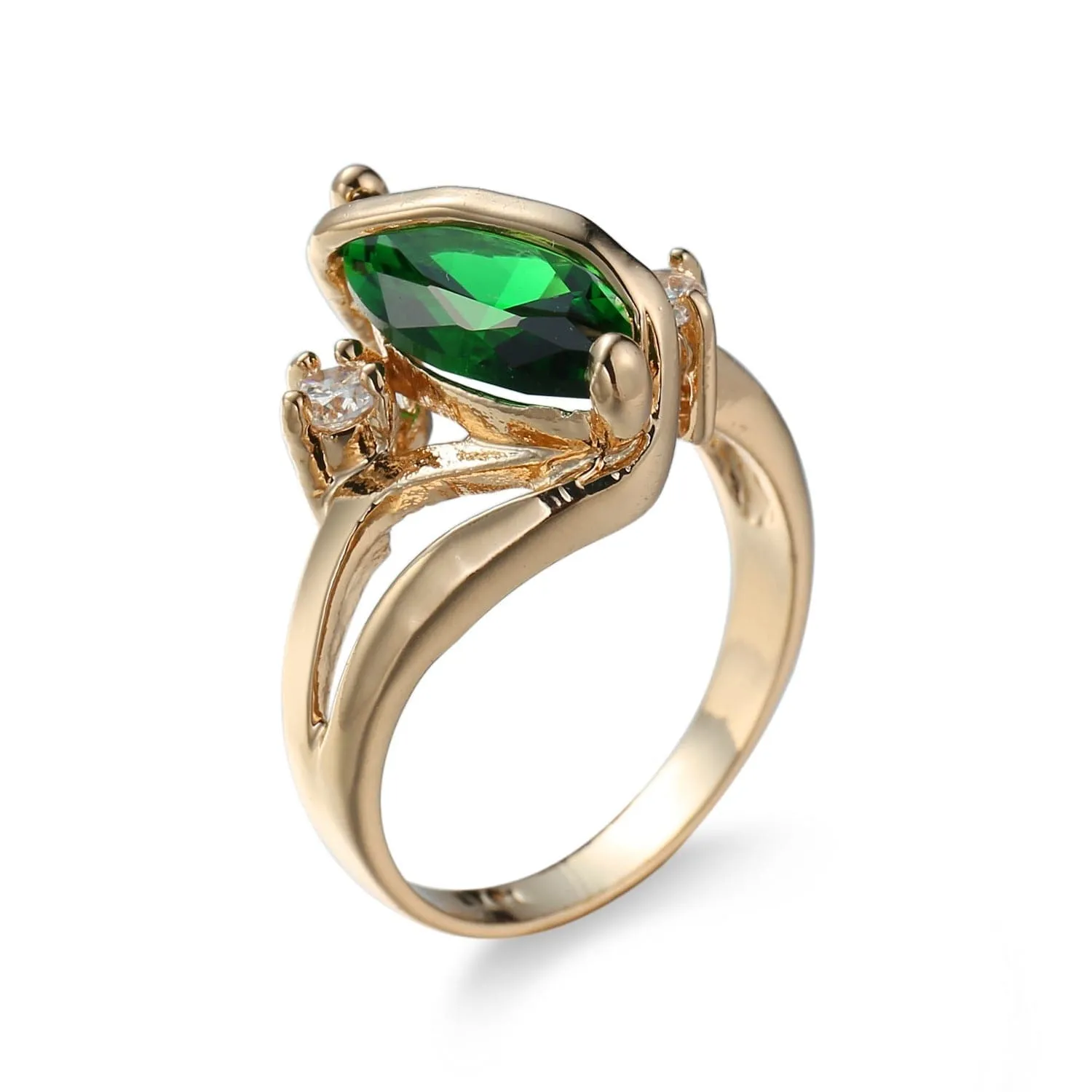 Green Crystal & Cubic Zirconia Oval Ring
