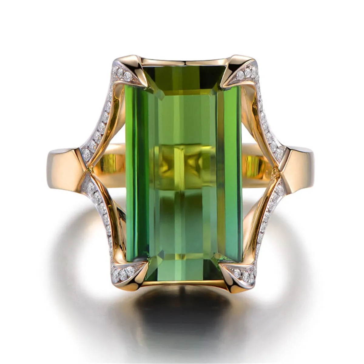Green Cubic Zirconia & Crystal Baguette-Cut Ring