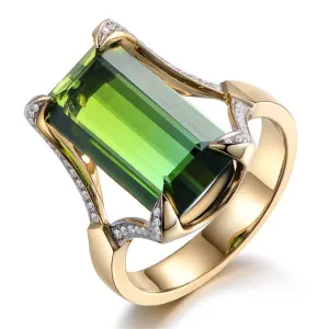 Green Cubic Zirconia & Crystal Baguette-Cut Ring