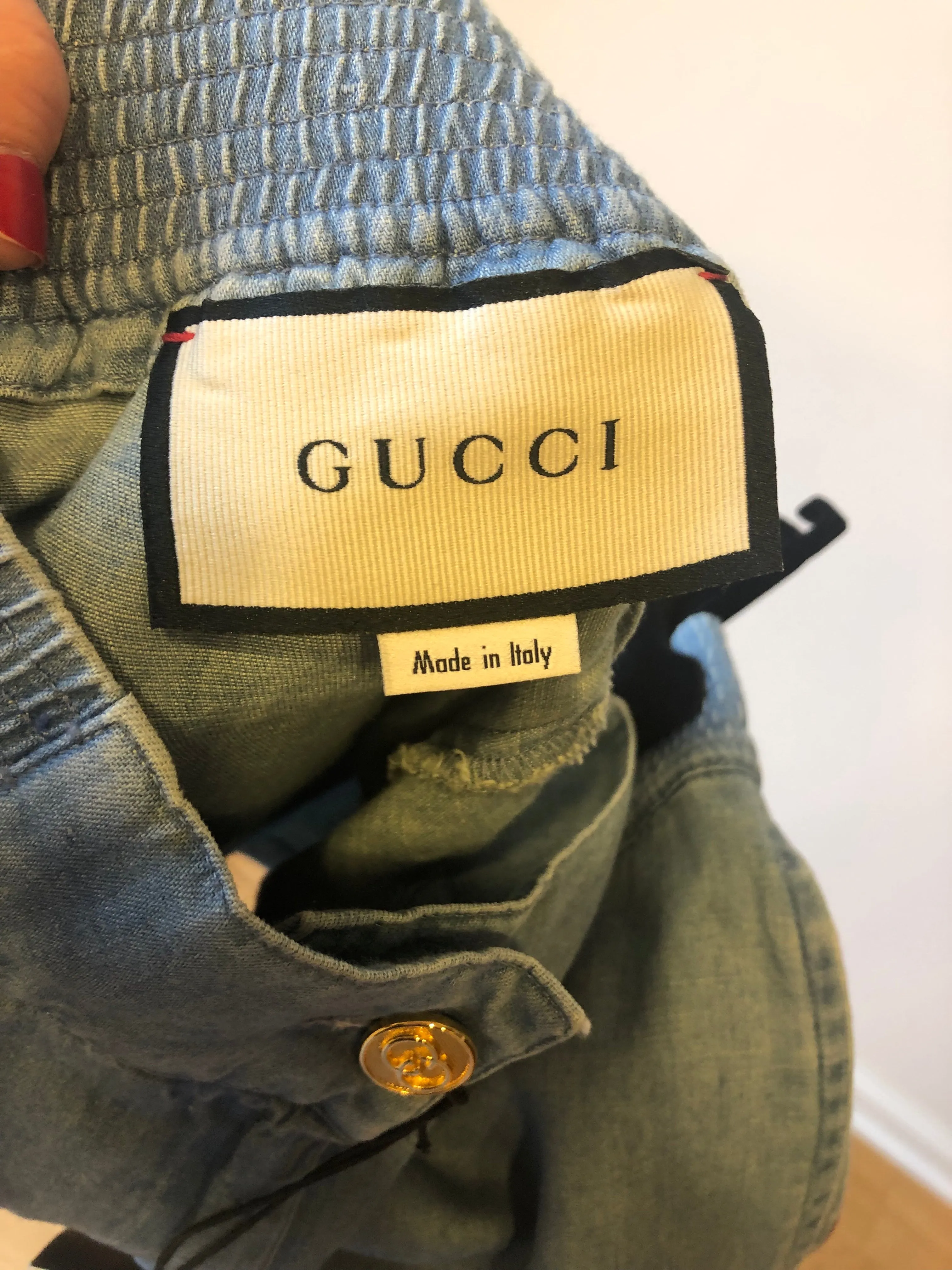Gucci Piped Chambray Shorts in Blue
