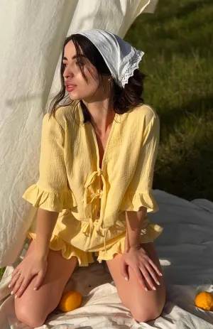 Haldhi Haze | 100% Cotton Muslin Yellow Co-ord Set for Women