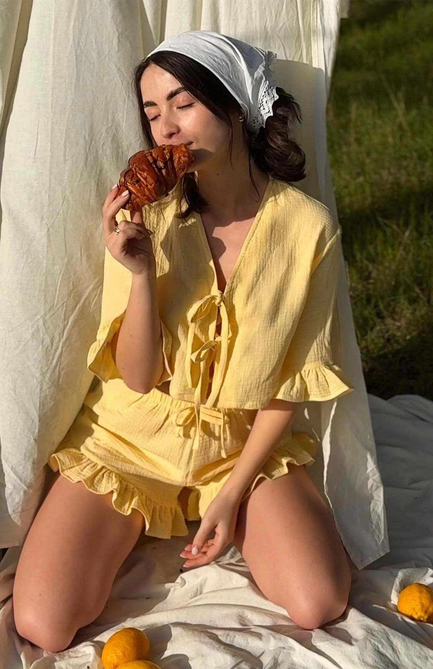 Haldhi Haze | 100% Cotton Muslin Yellow Co-ord Set for Women