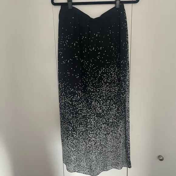 Haute Hippie Black and White Midi Skirt, 100% Silk