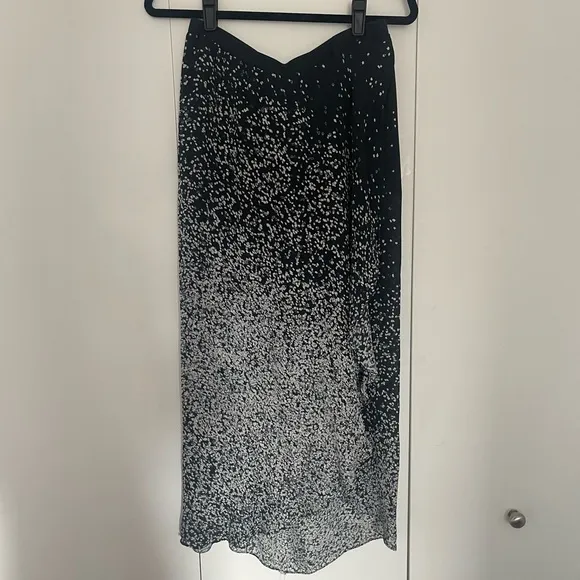 Haute Hippie Black and White Midi Skirt, 100% Silk