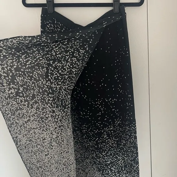 Haute Hippie Black and White Midi Skirt, 100% Silk